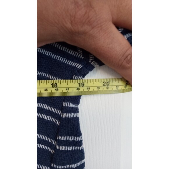 Modern Attraction knit like blue and white strip button accent short sleeve - Picture 5 of 6